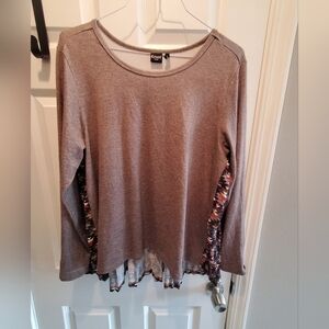 Cruel denim sz xl . High low.  Pleated. Long sleeve.